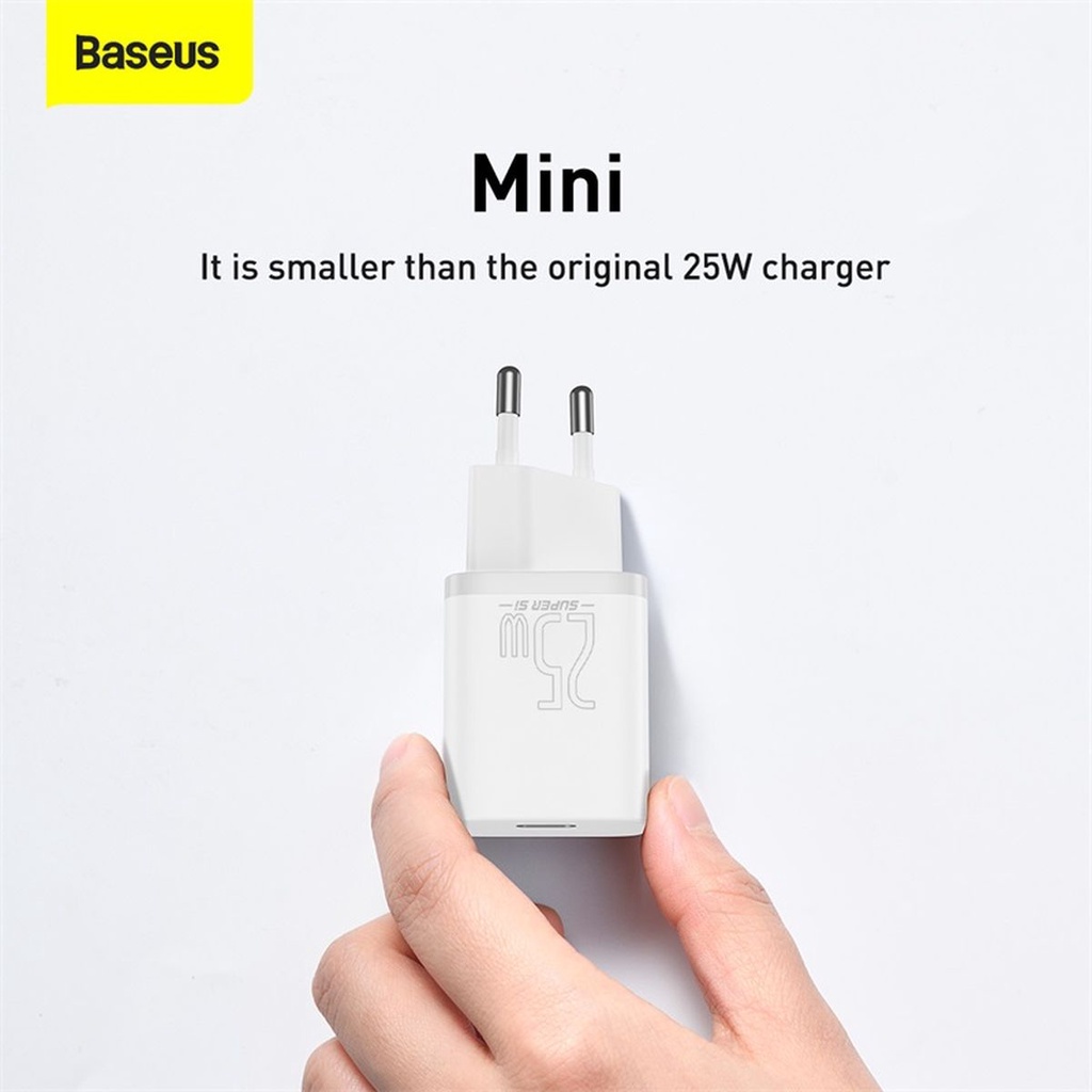 BASEUS ORIGINAL Adaptor Charger Super Si 25W 3A Adapter Type C Casan Fast Charging PD Quick Charge Ori Tipe C