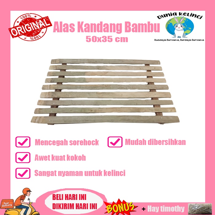 FOOTREST ALAS KANDANG BAMBU 50X35 cm Kelinci Kucing Cegah Sorehock