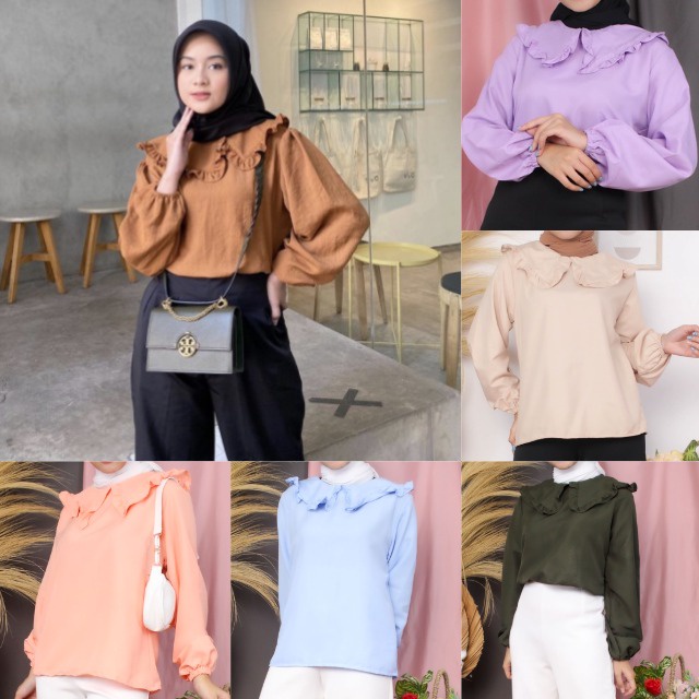 Tq88indonesia Baju Blouse Wanita Terbaru / Dewia Crinkle / Baju Atasan Cewek / Ootd Terbaru / Outfit Citayam Kekinian