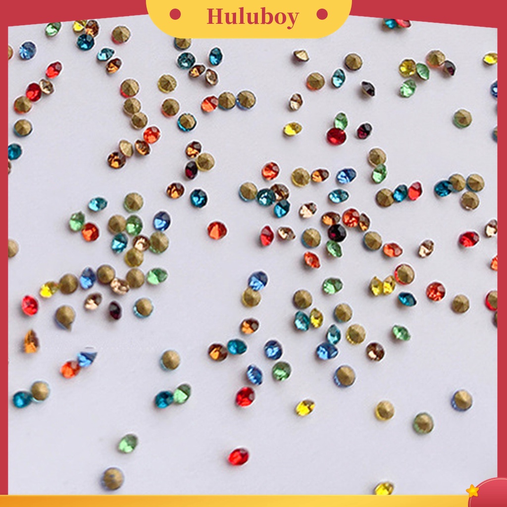 Huluboy Huluboy♡ 1440pcs / Kantong Berlian Imitasi Bulat Kecil Ringan Untuk Dekorasi Nail Art DIY