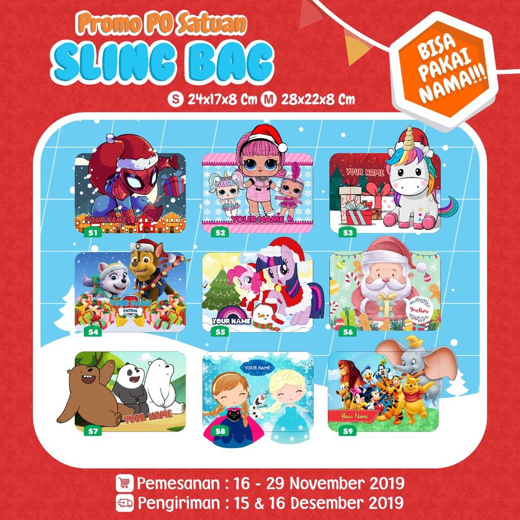 

Souvenir Natal/ Merry Chrismast/Ulang Tahun/Aqiqahan/Hampers/Baby One Month/Sling Bag/Tas Natal