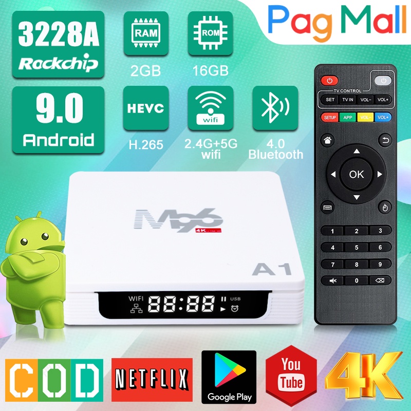 Android Tv Box 2G +16G STB Bluetooth 5G WiFi Android 9.0 4K M96A1 RK3228A Smart Tv box Bisa COD