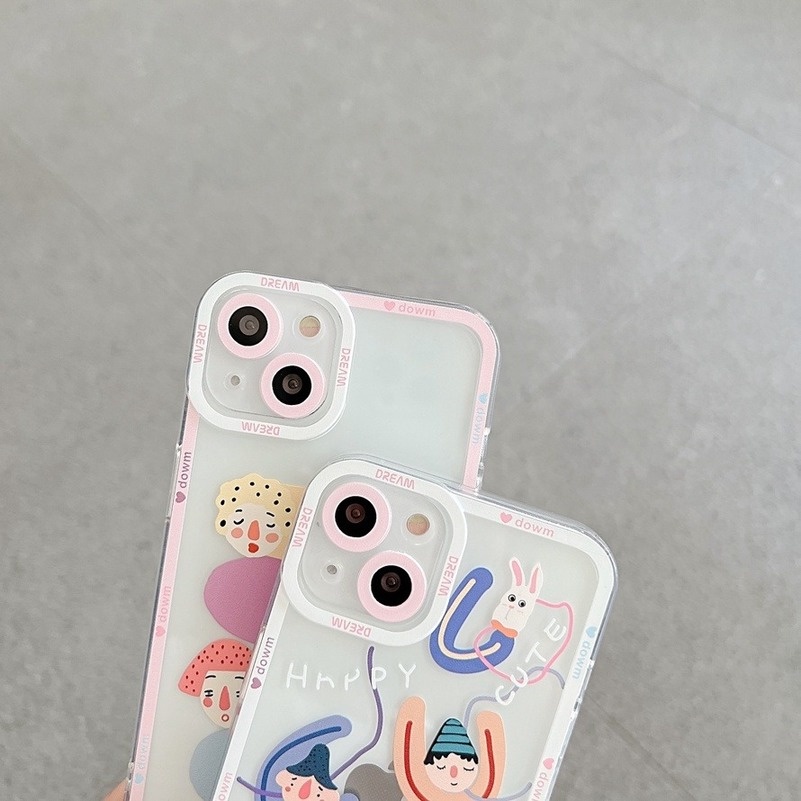 Soft Case Silikon TPU Bening Motif Kartun Anak Laki-Laki Dan Perempuan Untuk IPhone 13 12 11 Pro Max X Xr Xs SE 2020 Max 8 7 6 6s Plus
