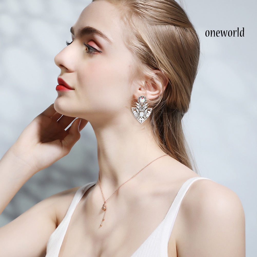 OW# Women Fashion Rhinestones Exaggerated Bohemian Ear Stud Earrings Jewelry Gift