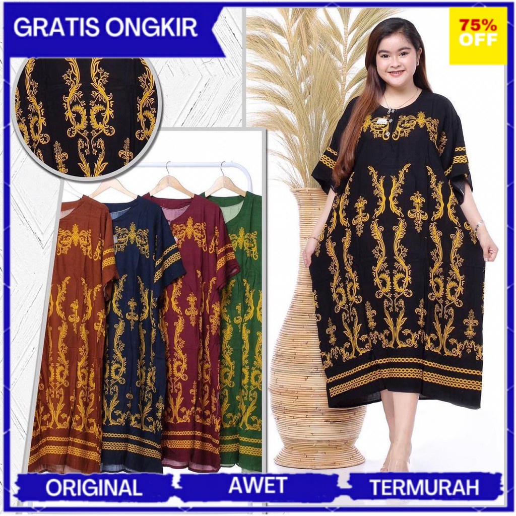 TERBARU DAN TERLARIS DASTER JUMBO HITAM PRADA BATIK MOTIF KOMBINASI UKURAN JUMBO DADA KANCING BUMIL