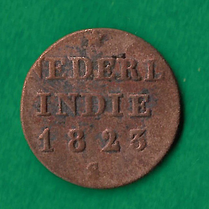 UB006 UANG KOIN KUNO ASLI 1/4 STUIVER NEDERLAND INDIE TAHUN 1823 S UANG LOGAM JAMAN VOC BELANDA