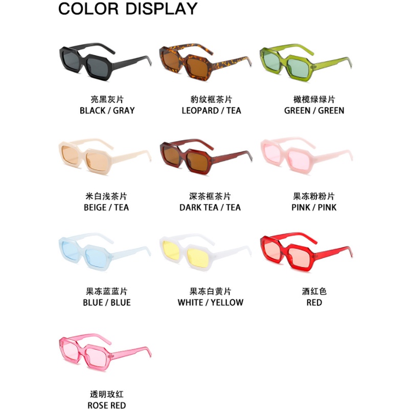 (YUZHU) New Fashion Square Retro Sunglasses European and American Fashion Jelly Color Notch Design Sunglasses Unisex