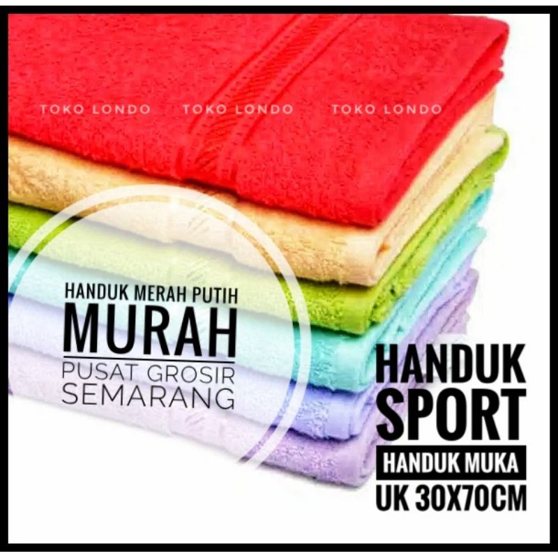 MURAH! Handuk Mandi MERAH PUTIH SPORT LEHER uk 30x70 cm Handuk Salon Handuk Olahraga Handuk Souvenir Bordir Handuk Katun Murah