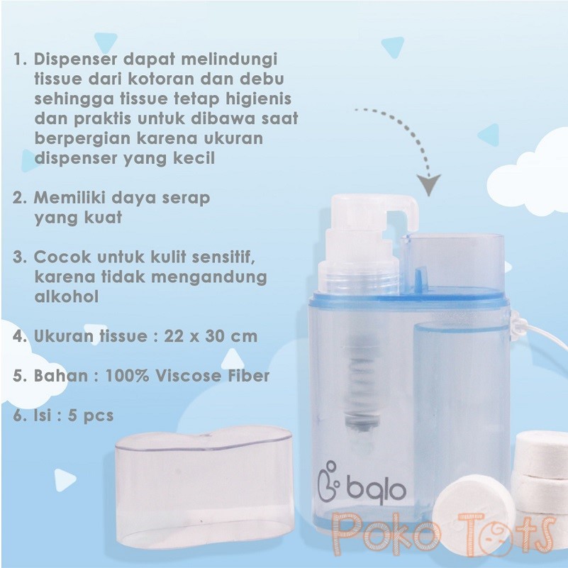 BabyQlo Magic Coin Disposable Towel Dispenser with Pouch dan 5 Handuk Sekali Pakai