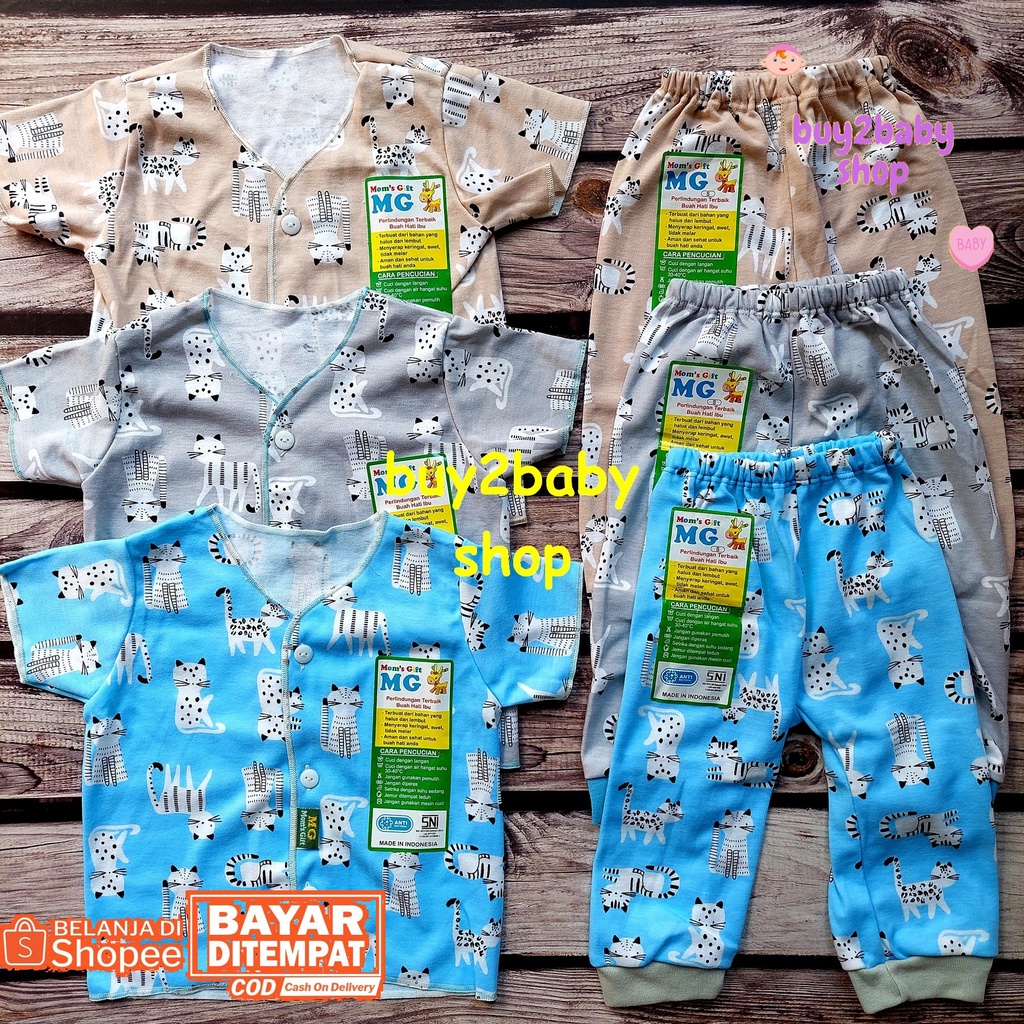 Baju bayi setelan CPR piyama pendek celana panjang warna motif Moms Gift usia 3-6 Bulan 3 Setelan