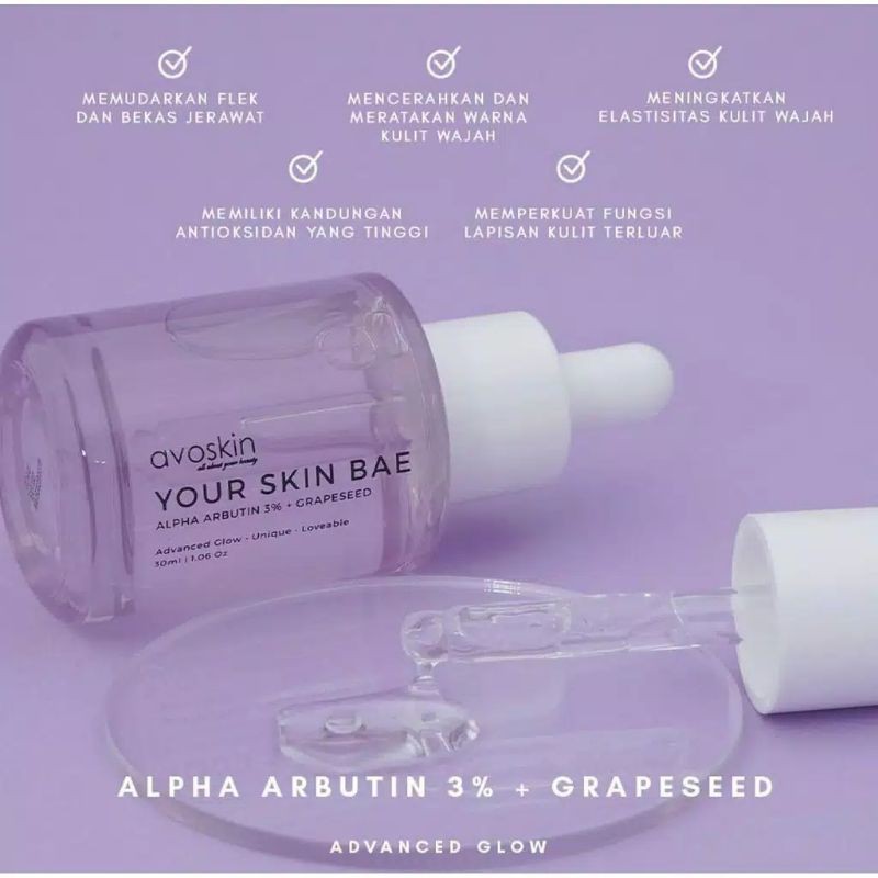 (BPOM) AVOSKIN Your Skin Bae Alpha Arbutin 3% + Grapeseed 30ml