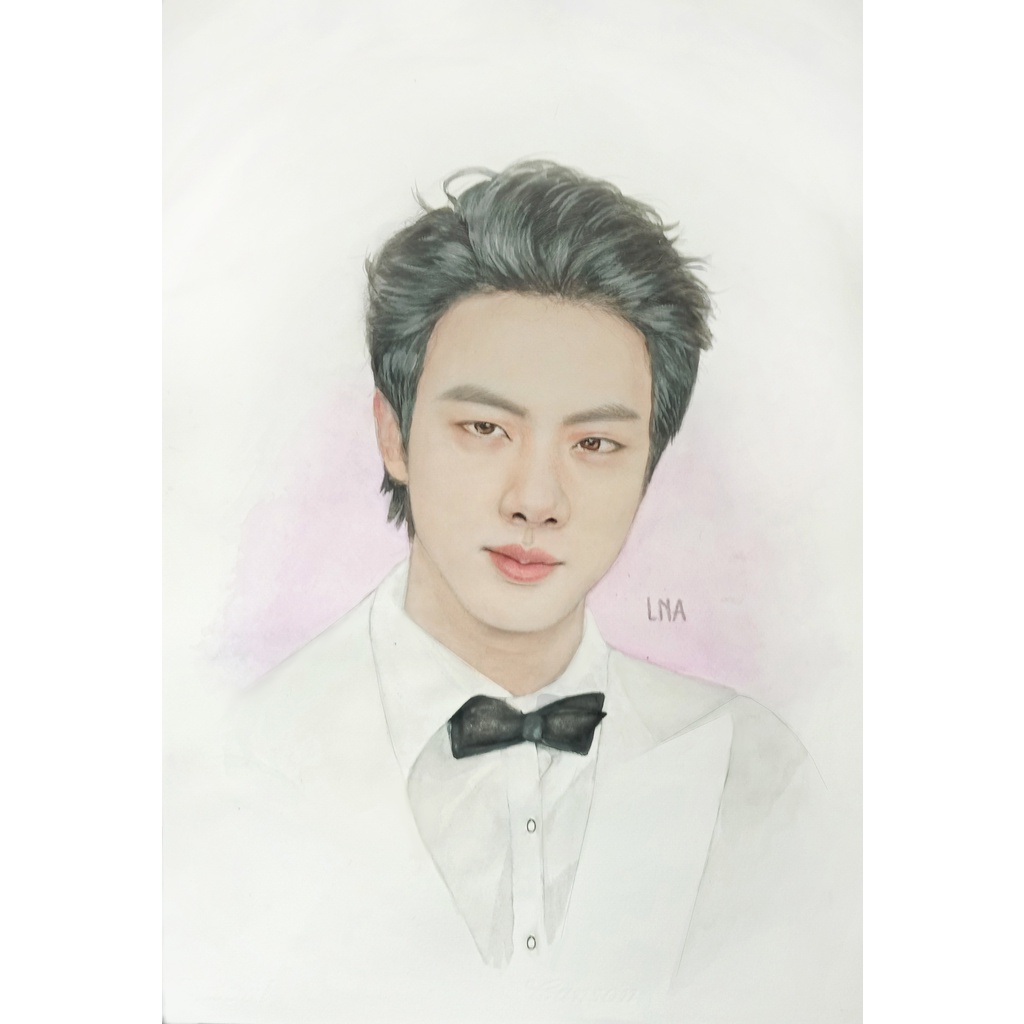 LUKISAN WAJAH CUSTOM 12R/ 8R PLUS BINGKAI AKRILIK / LUKISAN WATER COLOR