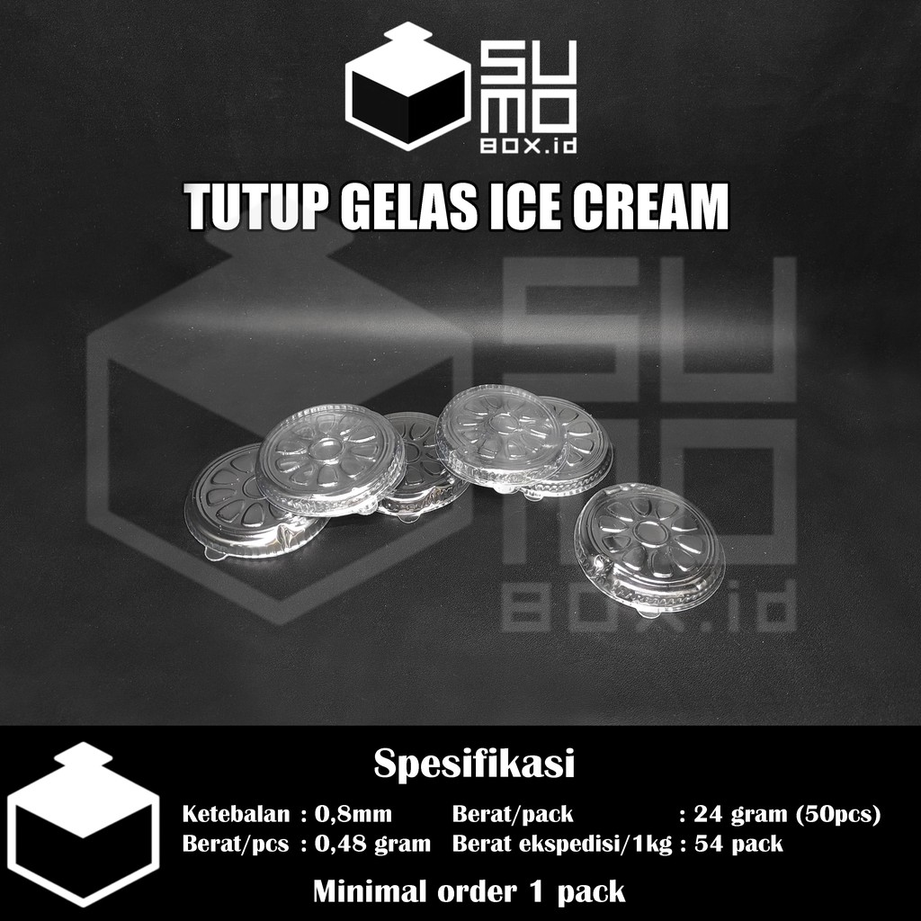 Tutup gelas bening isi 50 pcs cup ice cream agar jelly es krim ukuran 50ml & 65ml