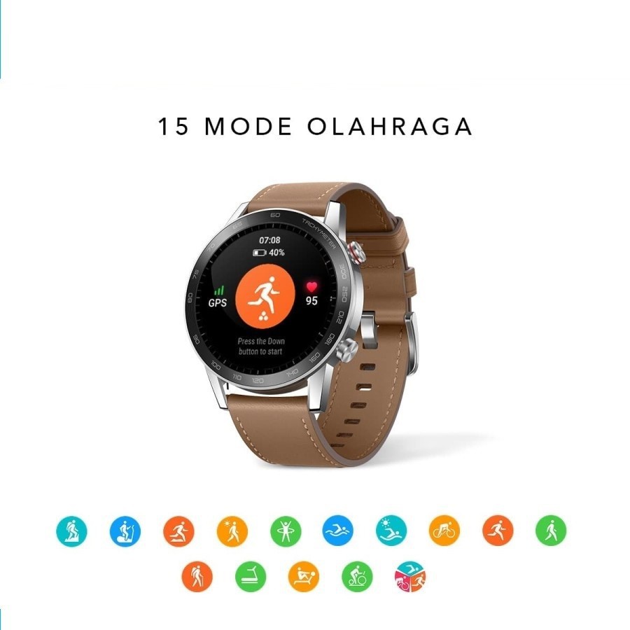 HONOR Magic Watch 2 Flax Brown 46mm + Rubber Strap Black Jam Tangan