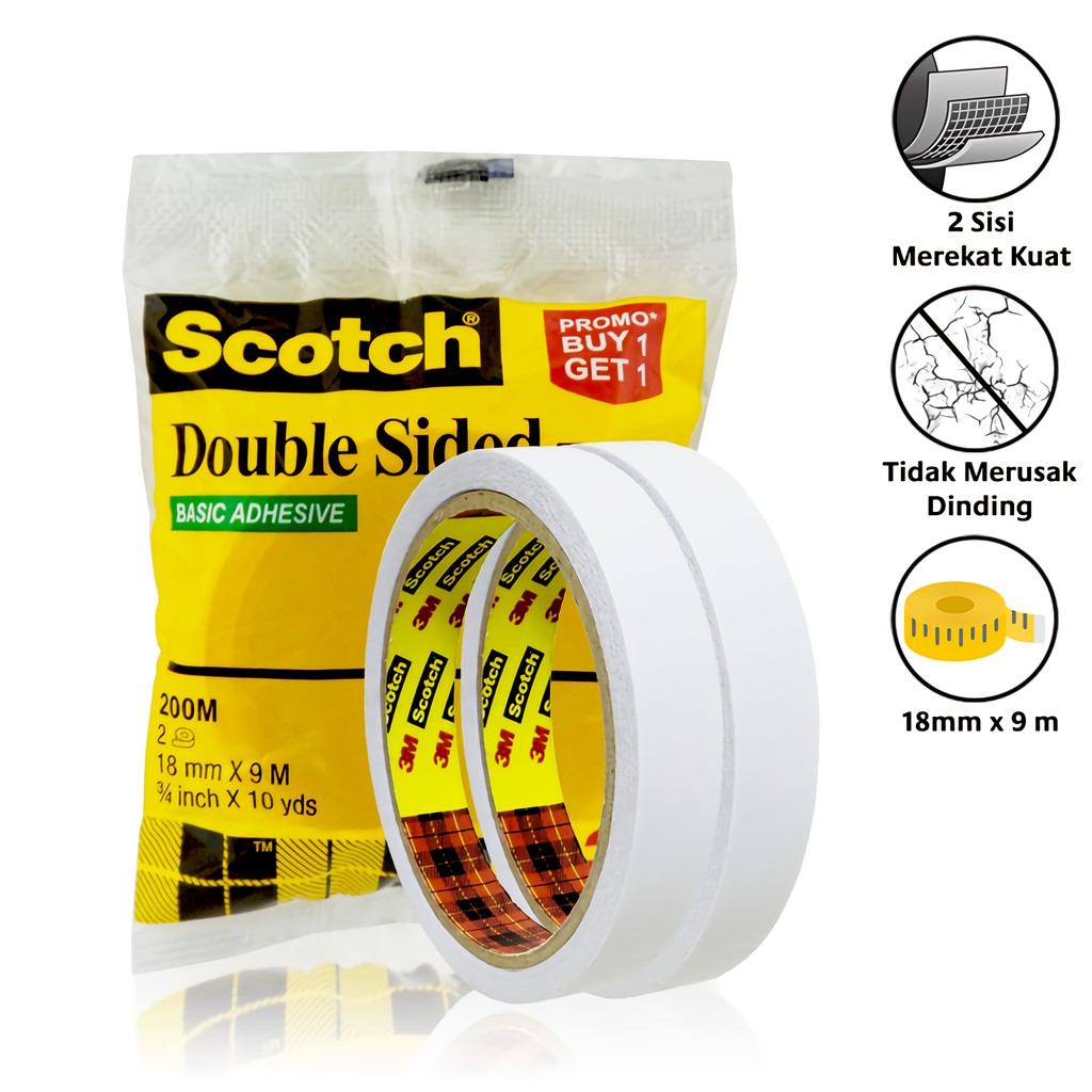

3M Scotch ISOLASI 2 SISI - Double Side Tape - (18mm x 9m) / (12mm x 9m)