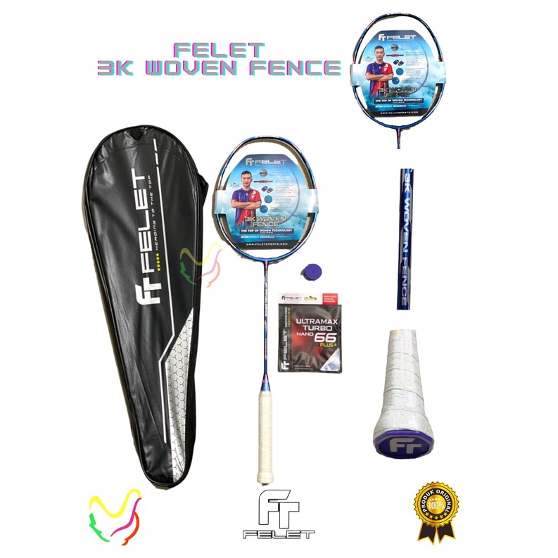 Raket Badminton Felet 3K Woven Fence Original