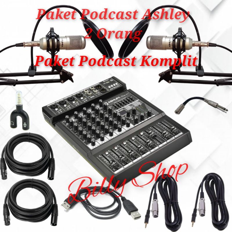 Paket Podcast Ashley 2 Mic Mixer Remix 602 Mic Studio Voice 2 Orang