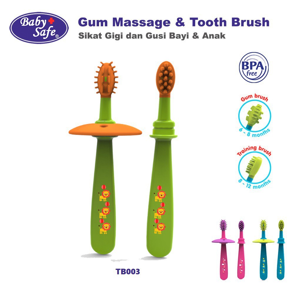 BABYSAFE Gum Massage Tooth Brush Sikat Gigi Bayi Baby Safe TB003 TERMURAH