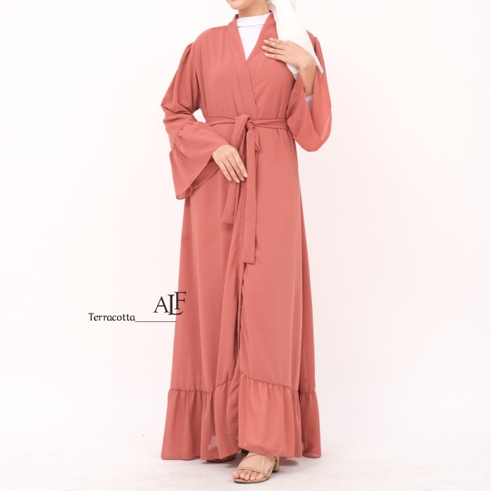 Raneea Abaya by Alfaina / Long Outer Cardi Susun Ceruty Wanita