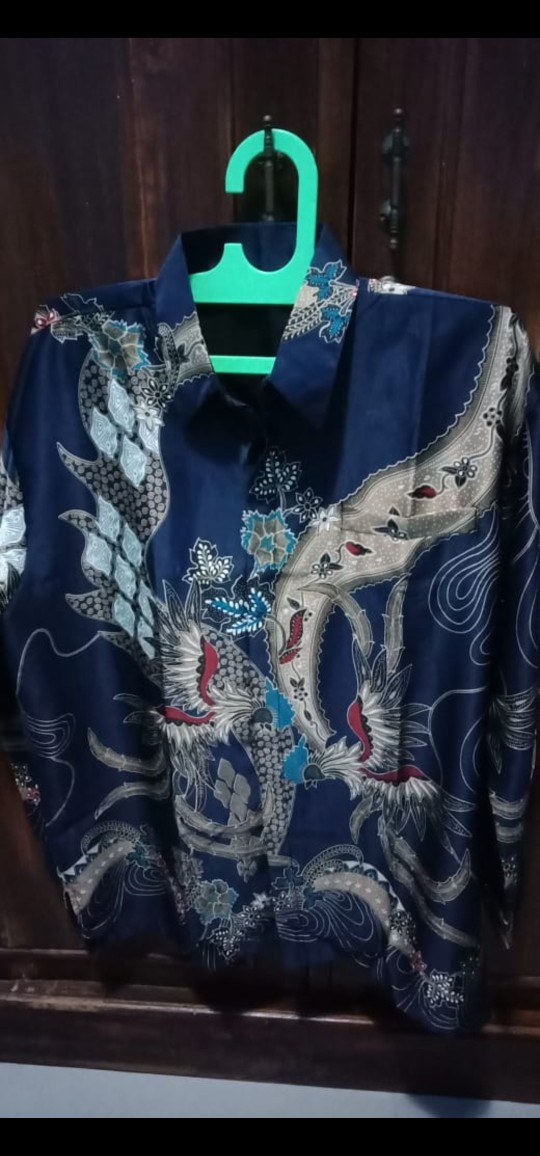 Kemeja Batik Semi Sutra Lengan Panjang M L Xl Xxl