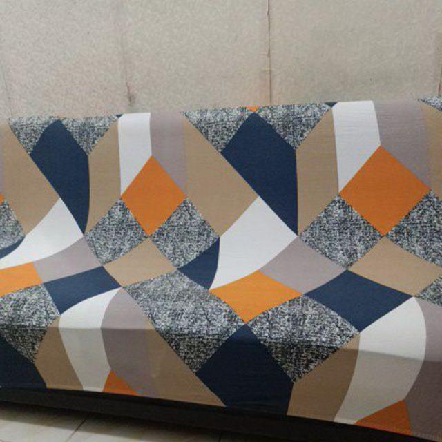 Sofa Bed Cover Sarung Sofa Bed Elastis Bisa Dicuci Motif Rubix