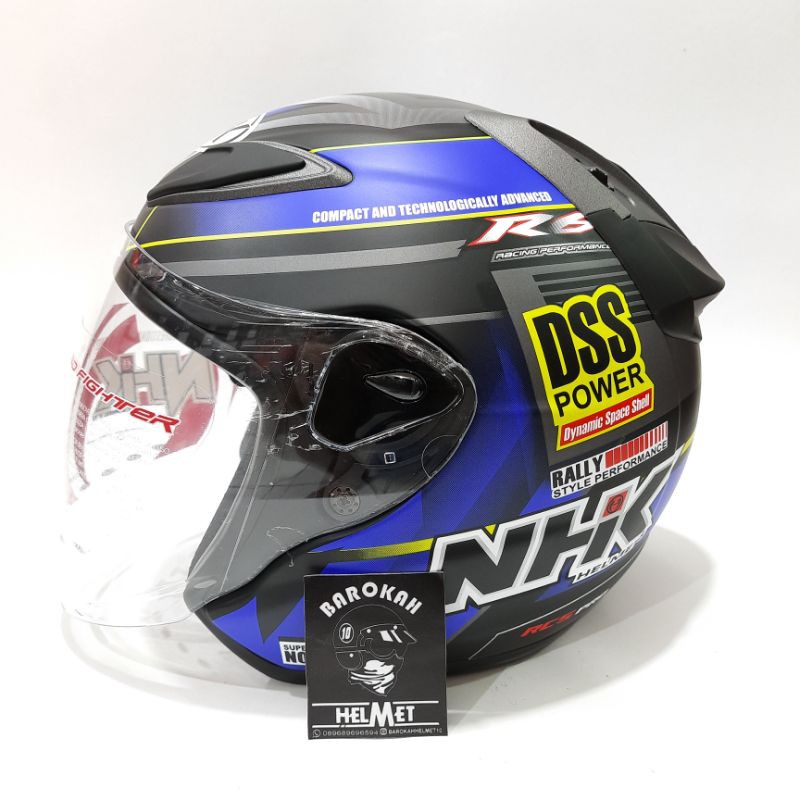 Helm nhk r6 motip rally 2 black blue doff