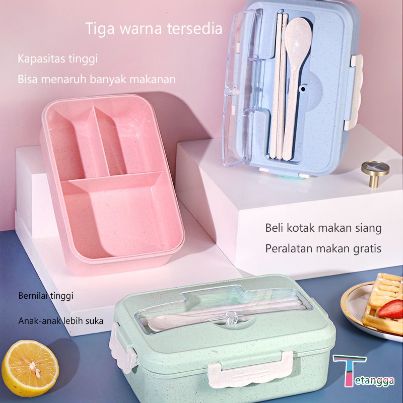 Kotak Makan Tempat Bekal Kotak Makan Anak 1 Liter Bonus Sendok Garpu