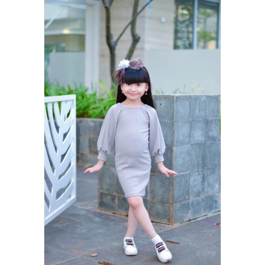 Baju Pesta Dress Anak Perempuan Kamila Lengan Panjang Balon Premium Usia 1 2 3 4 5 Tahun