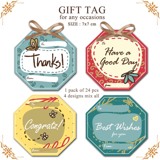 

OCTAGON GIFT TAG (24 pcs)