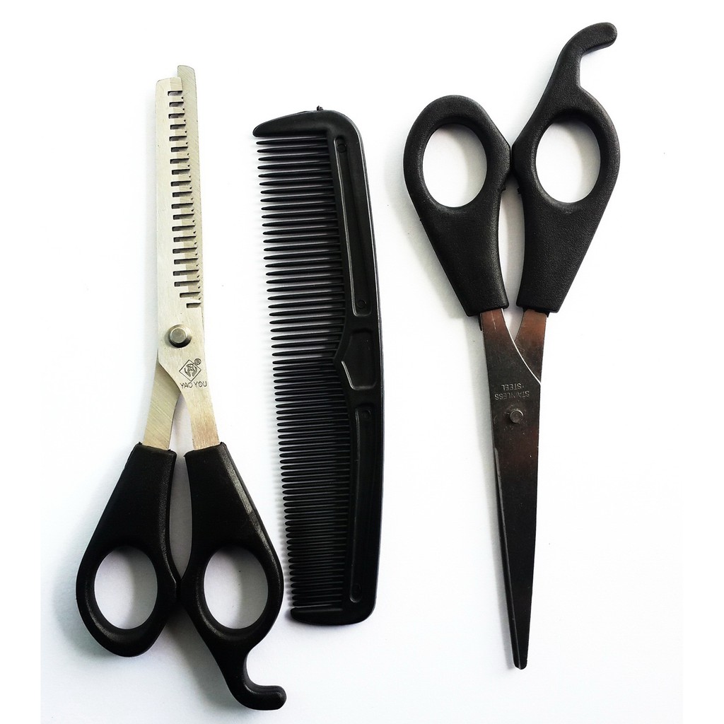 Gunting Sasak Set 3 Pcs / Gunting Rambut Set Pencukur Sisir Penipis Potong Rambut