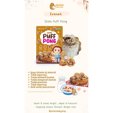 Ivenet Grain Puff Pong 30gr - Snack &amp; Cereal anak 2th+