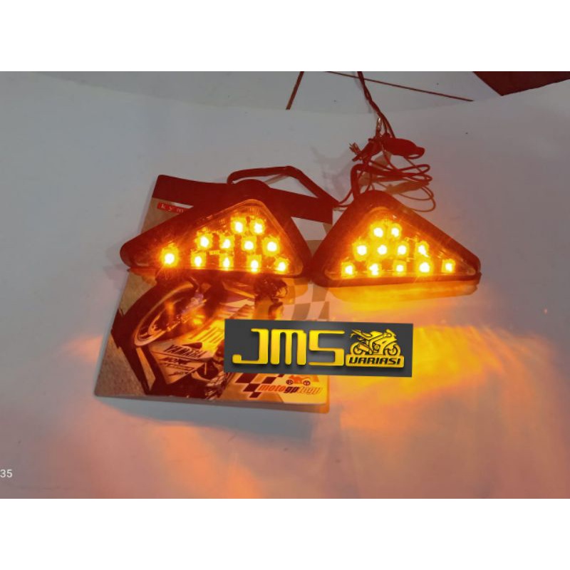 lampu sen tempel segitiga kymoto plus flaser sen CR7 r15 R25 ninja RR gsx CBR ninja 250 fi dll