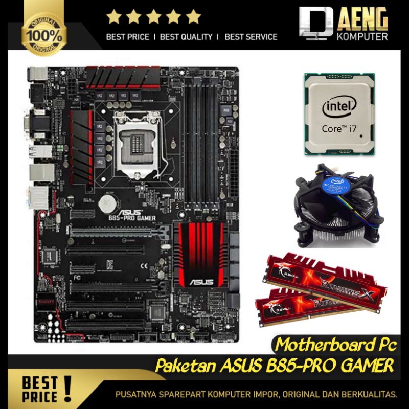 Motherboard Mainboard Mobo Pc Merk ASUS B85-PRO GAMER kelas gaming Sepaket Prosesor Intel Core i7 47