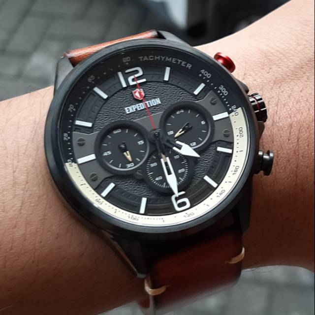 Jam Tangan Expedition Original Black Brown e6796m
