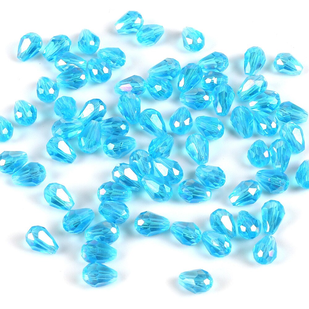 DIY 5*7 Mm 70 Pcs Austria Teardrop Crystal Beads Warna-warni Segi Manik-manik Kaca untuk Garmen Dekorasi Kerajinan Buatan Tangan Perlengkapan