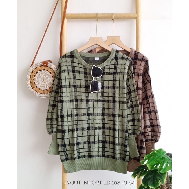 Sweater Rajut Import Motif Kotak