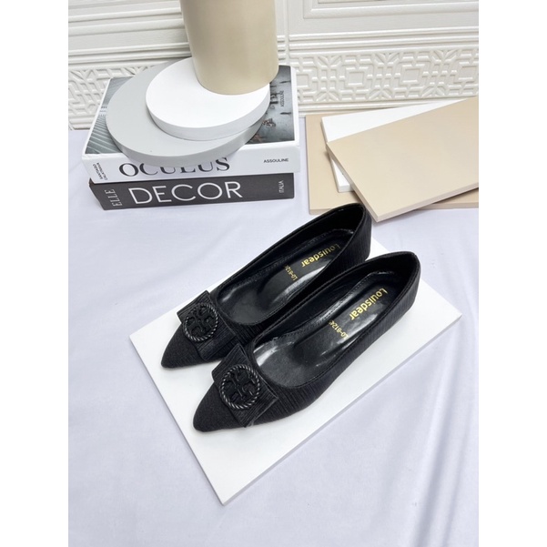 sepatu flat shoes wanita terbaru kekinian pesta LOUISDEAR sepatu flat heel 2 cm bahan satin B55