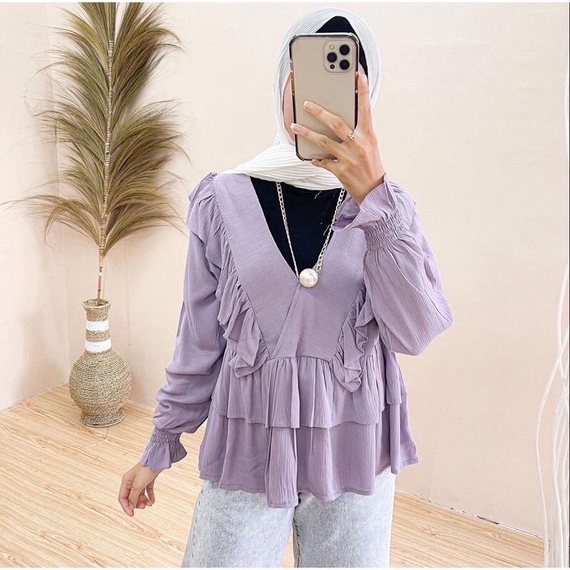 BLOUSE CERIA / JIJU BLOUSE KOREAN STYLE / BLOUSE CRINKLE RUFFLE