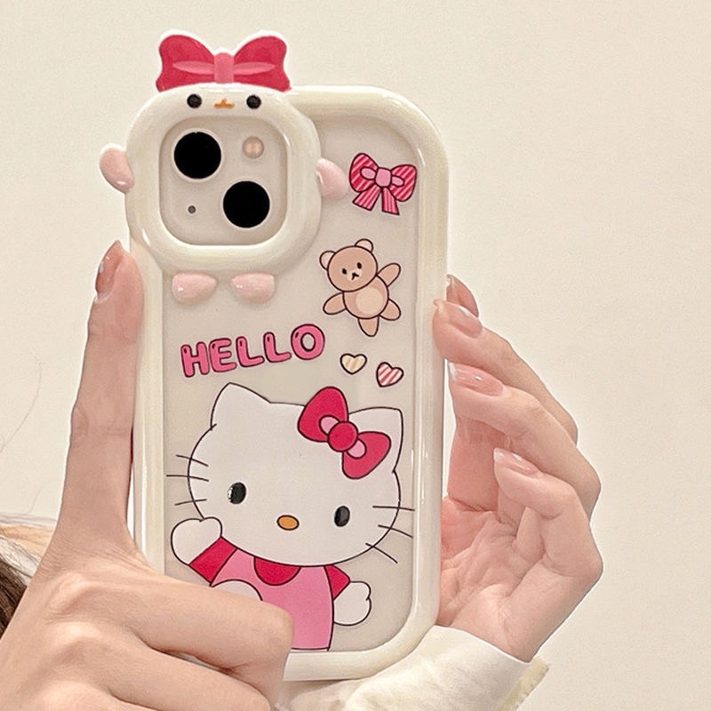 Case OPPO A17 A7 A7 A5S A12 A15 A16 A57 A5 A15s A55 A54 A3S A12E A53 A74 A95 A16K A16E A52 A17K A92 A96 A76 Reno 5 5F 4F A9 A31 A16s Hello Kitty Doraemon Bow-knot Monster Kecil Cover