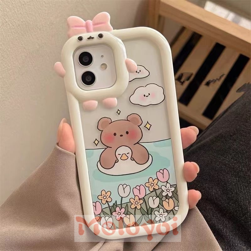 Soft Case Motif Kartun Beruang Berenang Untuk IPhone 7 8 14 Plus XR 11 13 12 14 Pro MAX 6 6S Plus X XS MAX SE 2020