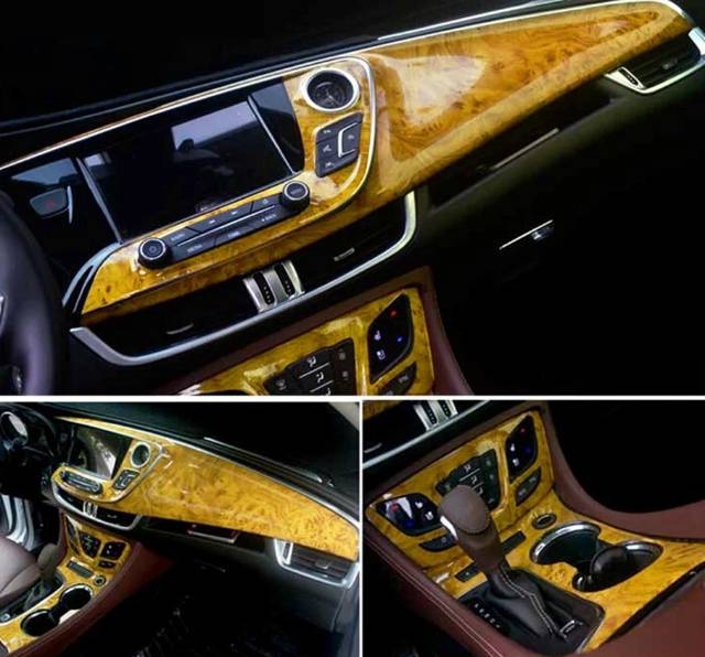 Sticker Interior Mobil 100 Cm X 30 Cm Dashboard Motif Serat Kayu Stiker Dasbor Panel Meja Glosy