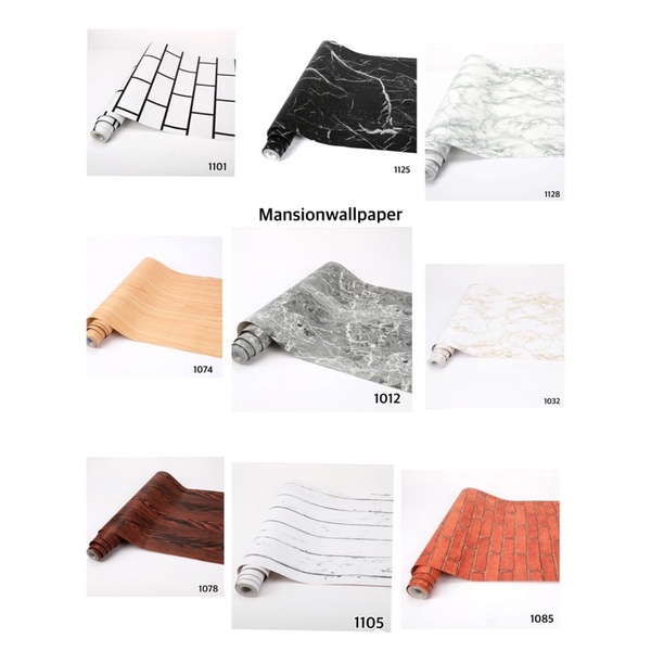 Wallpaper Sticker Marmer Marble Kayu Batu Bata Granit Dinding Furniture HPL Keramik Dapur DLL
