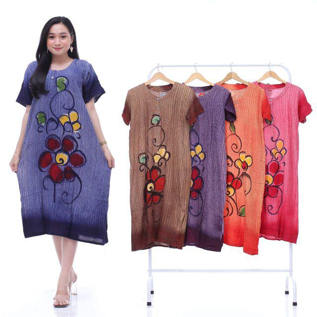 Daster Kencana Ungu Batik - Motif Abstrak - Leher Kancing - Busui - Bumil - Centini Hitput-05