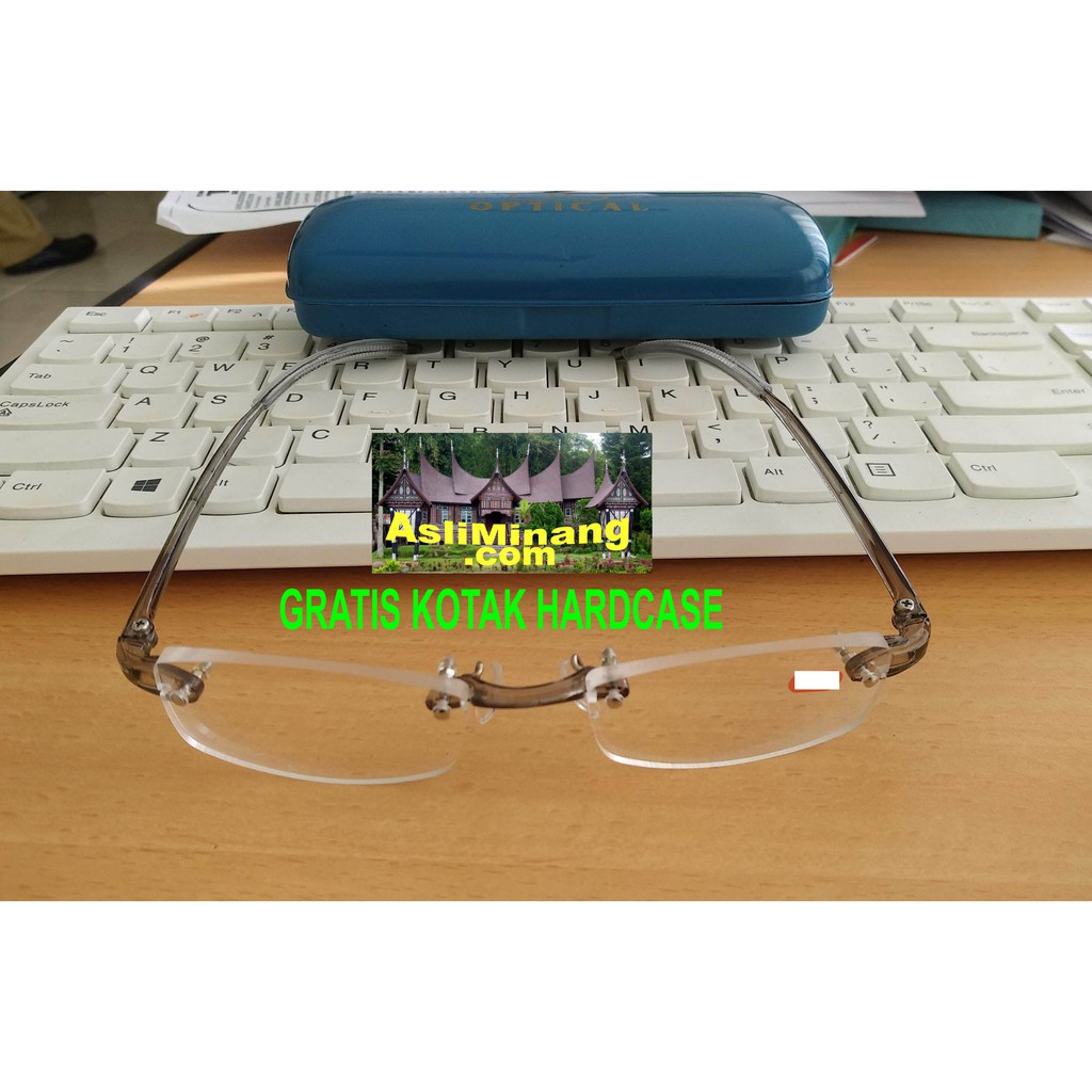 Kacamata Minus 1.50 Frameless bor ringan, tanpa frame & gaya min 1,50  rimless BONUS CASE
