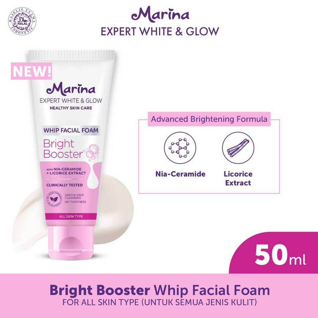 ❤ PAMELA ❤ MARINA Expert White &amp; Glow Whip Facial Foam | Gel Facial Foam | Moisturizer Gel for Face &amp; Body | BPOM