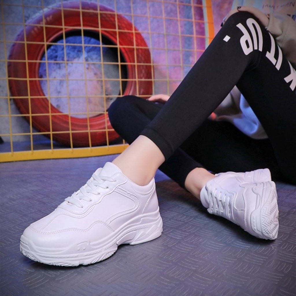 TOKODISNA - SEPATU SNEAKERS WANITA KOREA PUTIH V-1