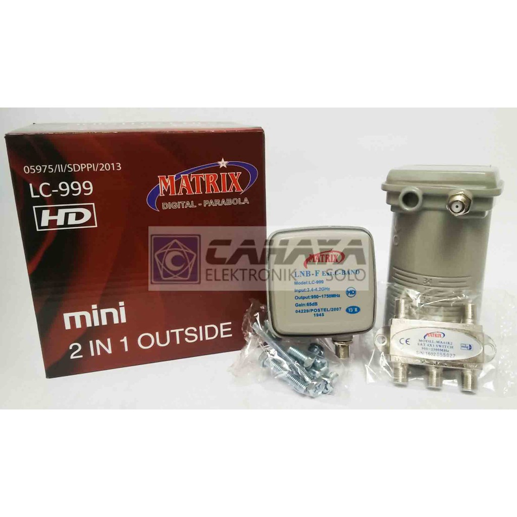 Matrix LNB Mini Duo 2 Satelit 1 Receiver 2 in 1 Parabola C band Rx