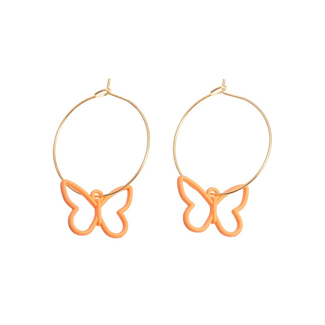 LRC Anting Tusuk Fashion Butterfly Alloy Hollow Geometric Earrings K27010