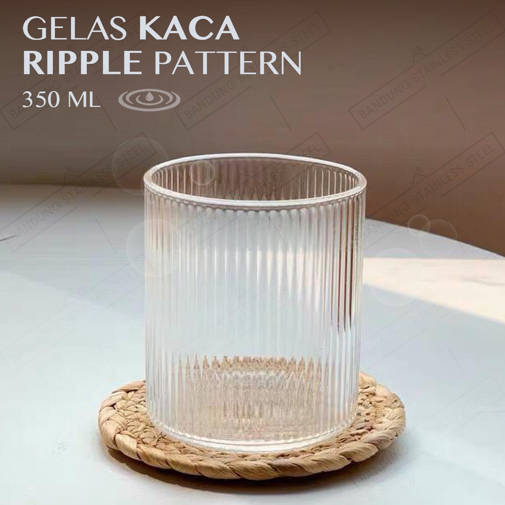 Gelas Kaca Kopi Susu Ripple Yo-Reum Aesthetic Korean Cafe Crystall Drinking Glass