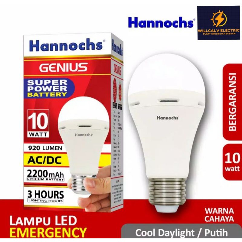 LAMPU EMERGENCY LED HANNOCHS GENIUS 10W 10WATT 10 W / LAMPU LED HANNOCHS GENIUS 10W 10WATT 10 W